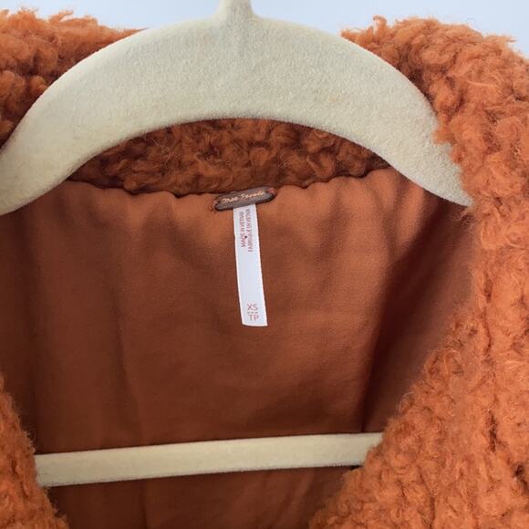 Free People Rust Burnt Orange Shearling Teddy Jacket Size: XS - Picture 3 of 5
